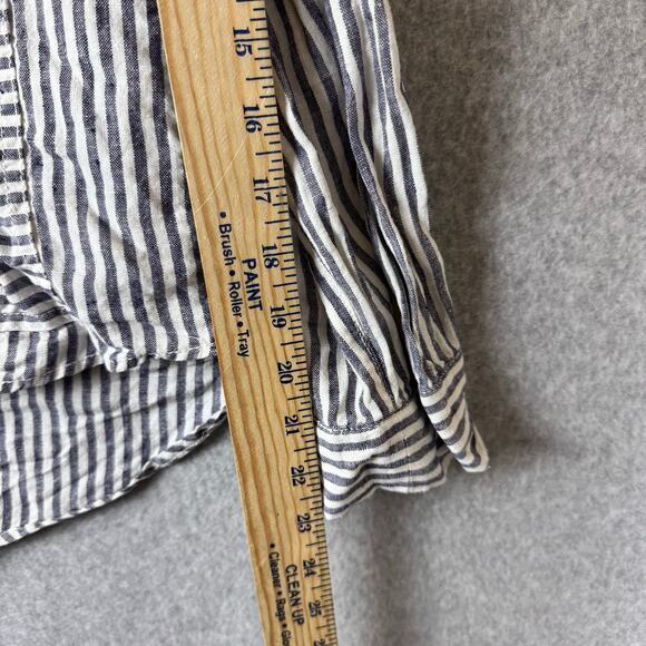 Tahari 100% Linen Button Down Shirt Womens XL Striped Hooded Lagenlook Coastal - Picture 10 of 12